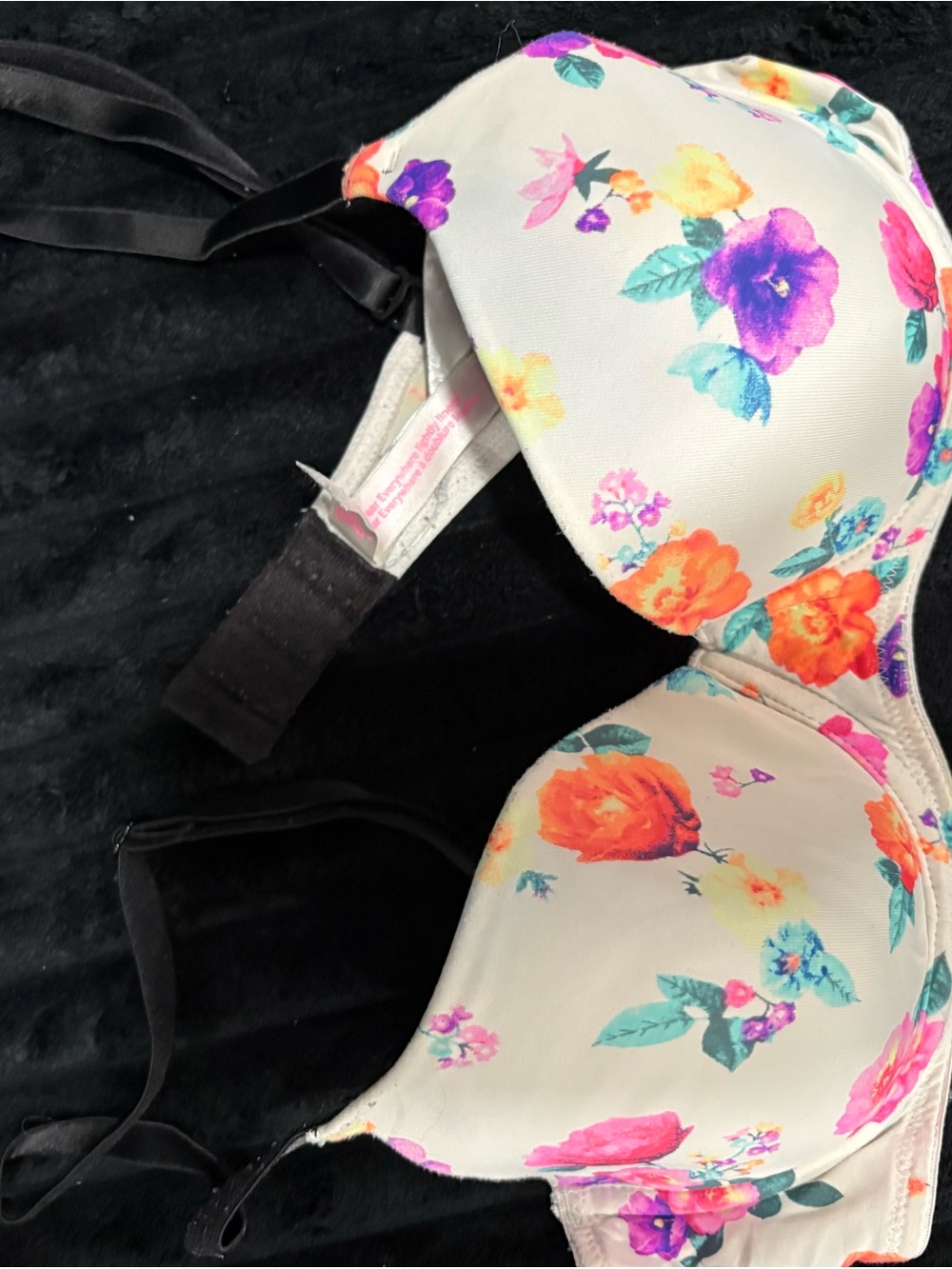 PINK Victoria's Secret Floral Underwire Bra in Cream with Multi-Color Blooms